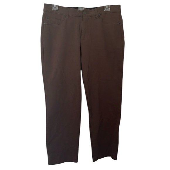 Chicos Size 1 Women’s Pants Brown Cropped Zipper Fly 10” Rise EUC Some Stretch - Picture 1 of 10